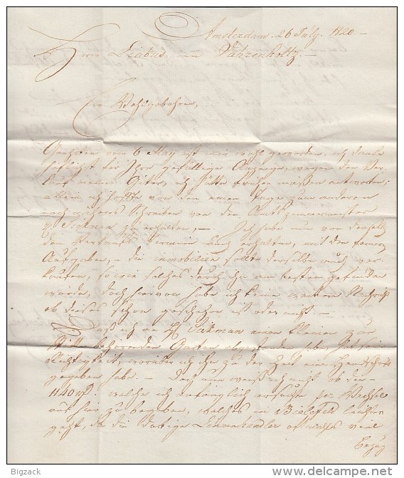 Brief Gel. Von Amsterdam 26.7.1820 Nach Varenholz - ...-1852 Vorläufer
