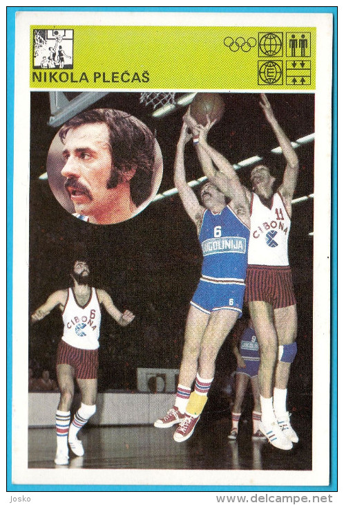 NIKOLA PLECAS KK Cibona - Yugoslavia Vintage Card Svijet Sporta * Basketball Basket-ball Baloncesto Pallacanestro - Basket-ball