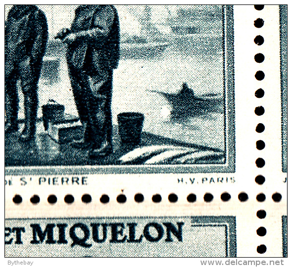 St Pierre Et Miquelon MNH Scott #182 Full Sheet Of 50 40c Port St. Pierre Variety: Splash In Water In Front Of Boat P1/2 - Blocs-feuillets