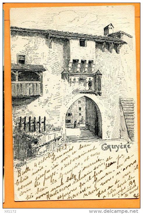 PBN-08   Dessin D'une Maison à Gruyère. Précurseur. Cachet Bulle 1903 - Bulle