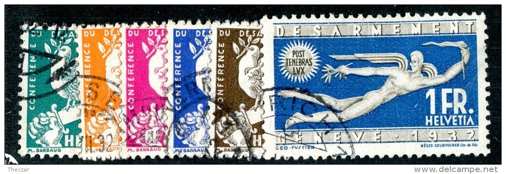 9107  Swiss 1932  Michel # 250-55  ( Cat. 26.€ ) - Oblitérés