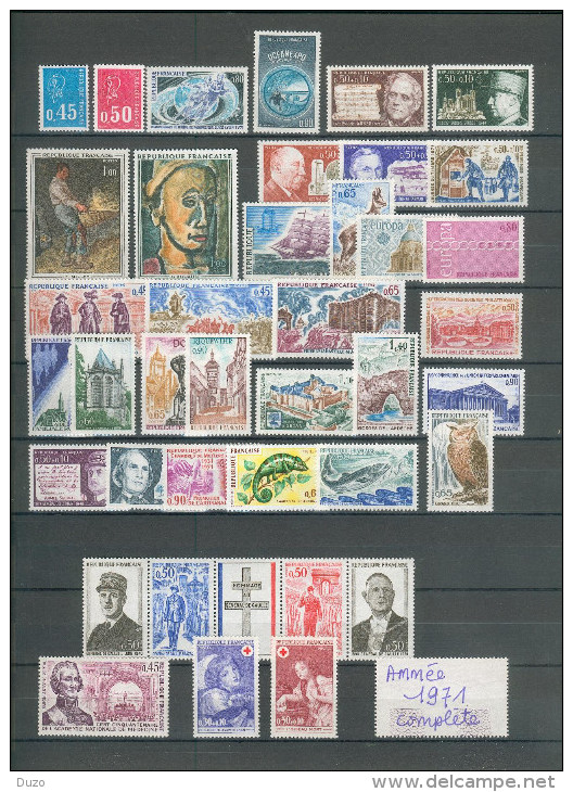 France - 1971 - Année Complète Garantie Sans Charnières Luxe ** 1er Choix Fraîcheur Postale - 1970-1979