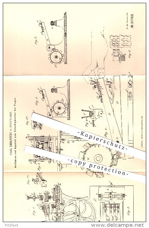 Original Patent - C. Debuysère , Stuttgart , 1884 , Apparat Zum Gelenkigmachen Der Finger , Klaviatur , Musikinstrumente - Historical Documents