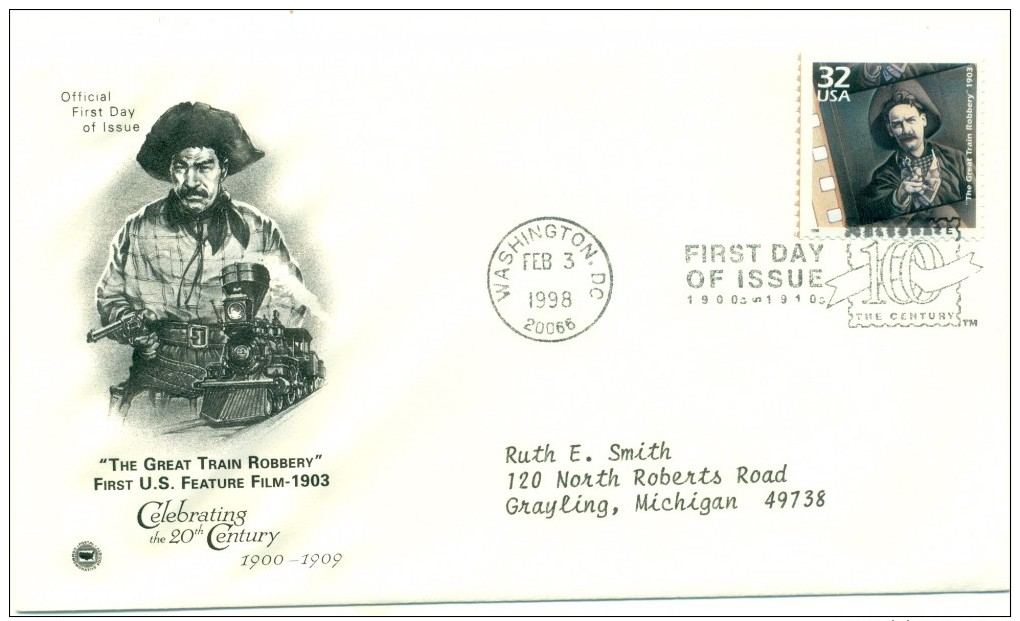 1998 USA The Great Train Robbery 32c  First Day Cover - 1991-2000