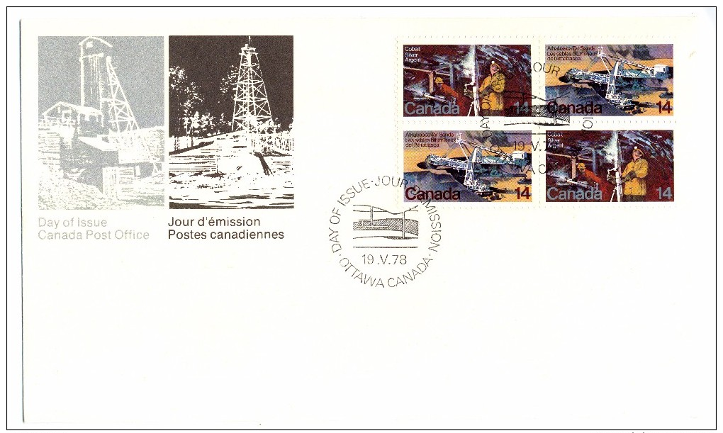 1978 Canada Natural Resources 14c Block First Day Cover - 1971-1980