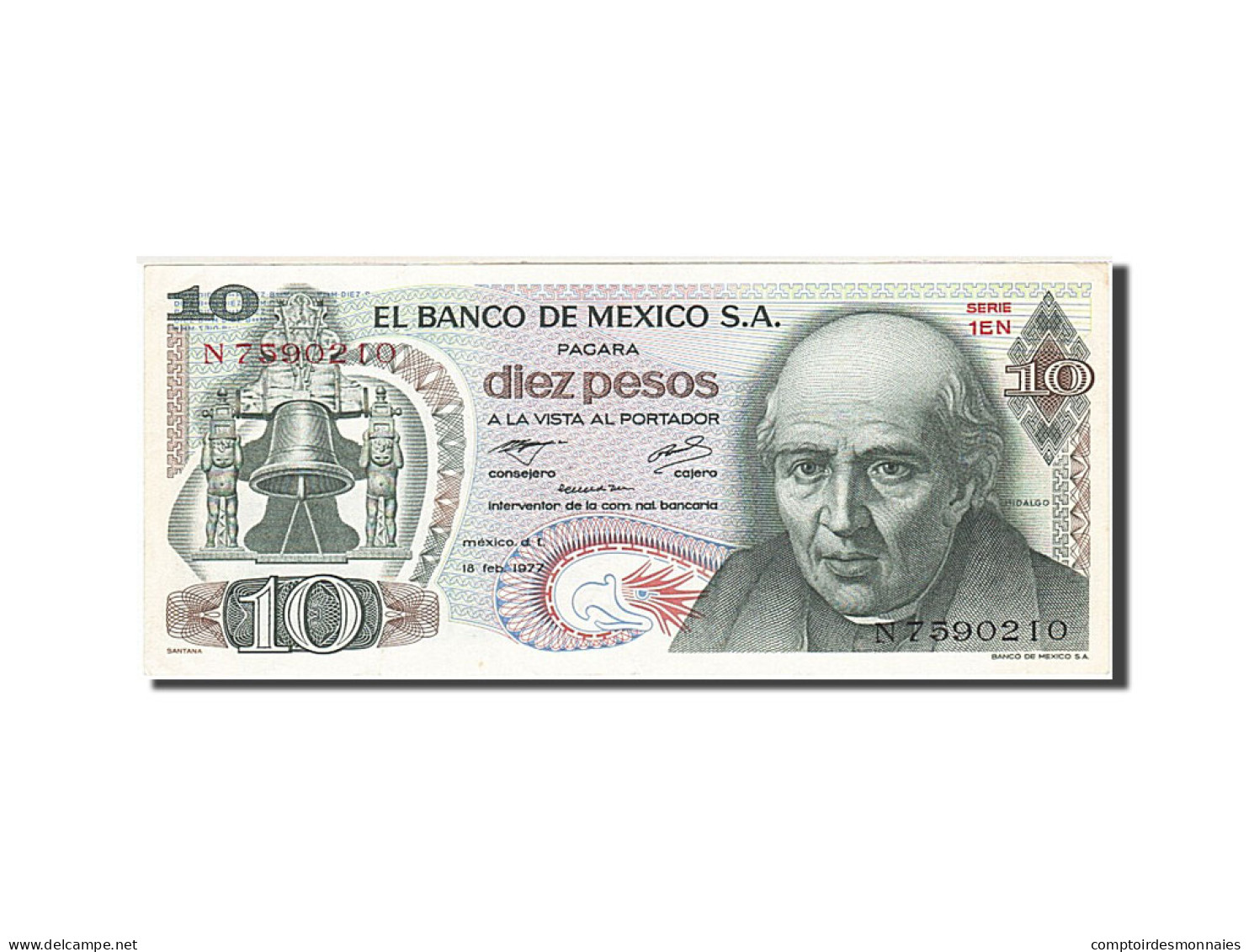 Billet, Mexique, 10 Pesos, 1969-1974, 1977-02-18, KM:63i, TTB+ - México