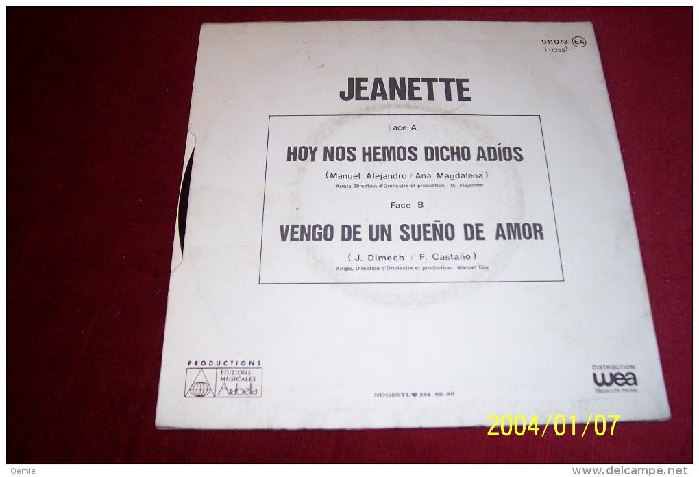 JEANETTE °  HOY NOS HEMOS DICHO ADIOS - Autres - Musique Espagnole