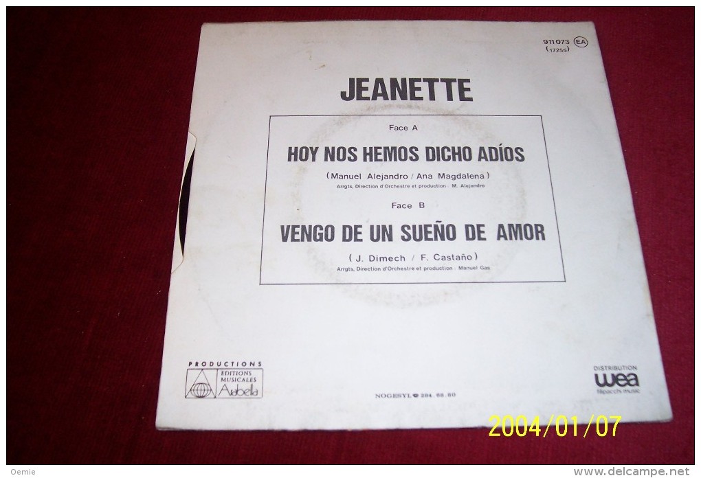 JEANETTE °  HOY NOS HEMOS DICHO ADIOS - Altri - Musica Spagnola