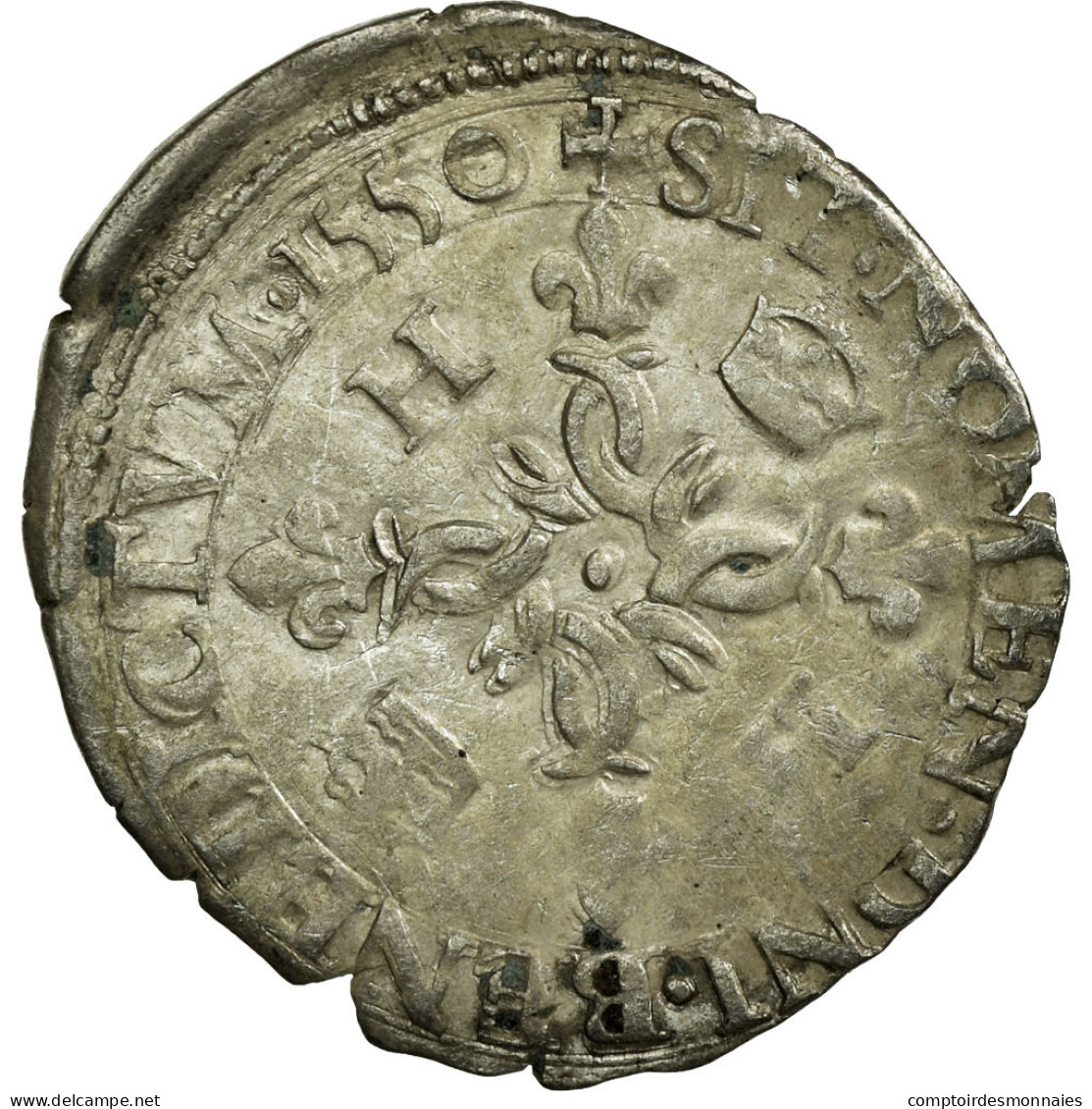 Monnaie, France, Douzain Aux Croissants, 1550, St André Villeneuve Les Avignon - 1547-1559 Heinrich II.