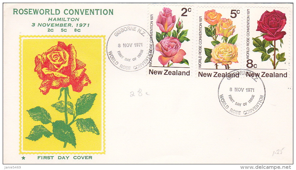 New Zealand 1971 Roses First Day Cover - Rozen