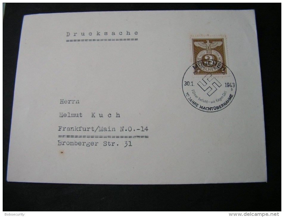 ==  DR Cv. Drucksache 10 Jahre Machtübernahme 1943 - Storia Postale