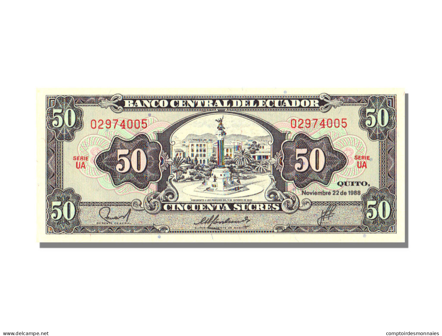 Billet, Équateur, 50 Sucres, 1988, 1988-11-22, KM:122a, NEUF - Equateur