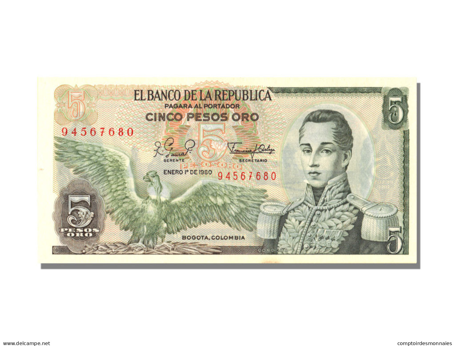 Billet, Colombie, 5 Pesos Oro, 1980, 1980-01-01, KM:406f, NEUF - Colombie