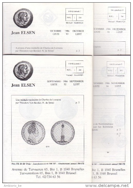 Catalogues Jean ELSEN - Ventes Publiques - Lot De 4 Catalogues - Année 1986 - Français