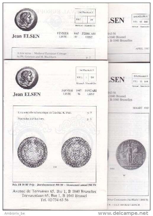 Catalogues Jean ELSEN - Ventes Publiques - Lot De 4 Catalogues - Année 1987 - Français