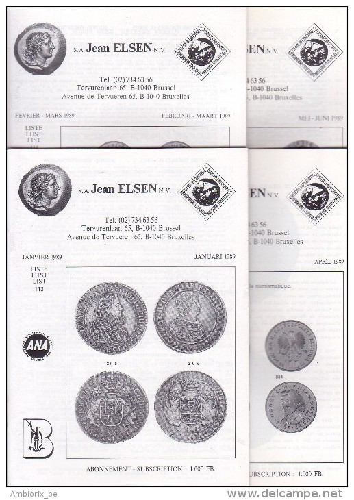 Catalogues Jean ELSEN - Ventes Publiques - Lot De 4 Catalogues - Année 1989 - French