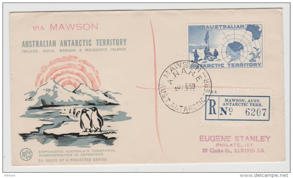 AA018 /  AUSTRALIEN - ANTARKTIKA - Einschreiben Mawson 1959 - Storia Postale