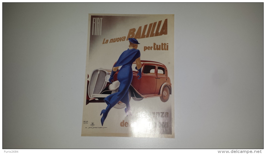 CO-6198 PUBBLICITA' FIAT BALILLA TORINO ILLUSTRATORE MARCELLO DUDOVICH - Altri & Non Classificati