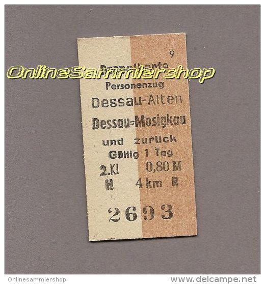 Pappfahrkarte Deutsche Reichsbahn --> Dessau-Alten -- Dessau-Mosigkau (Doppelkarte) - Europa