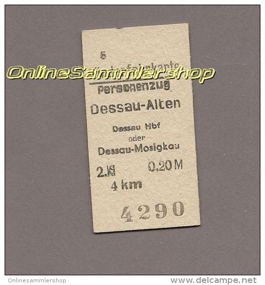 Pappfahrkarte Deutsche Reichsbahn --> Dessau-Alten -- Dessau Hbf Oder Dessau-Mosigkau (Kinder) - Europa