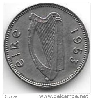 *ireland  3 Pence  1953  Km 12a  Vf+ - Irlanda