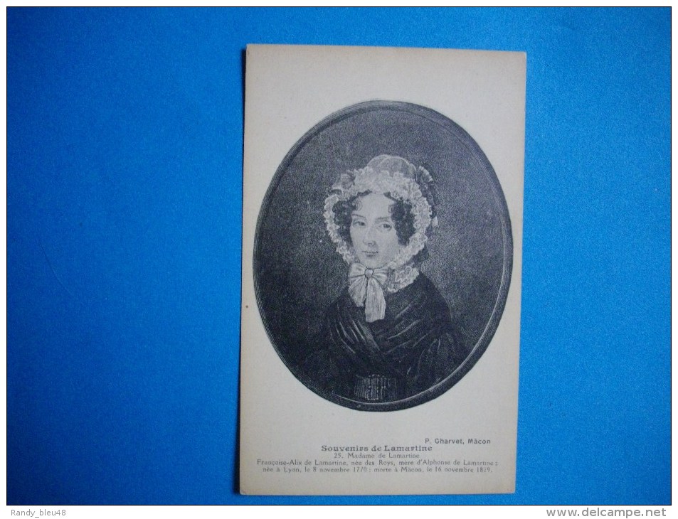 PERSONNAGES CELEBRES  -  POETE  - Ecrivain    - Madame De  Lamartine - Histoire