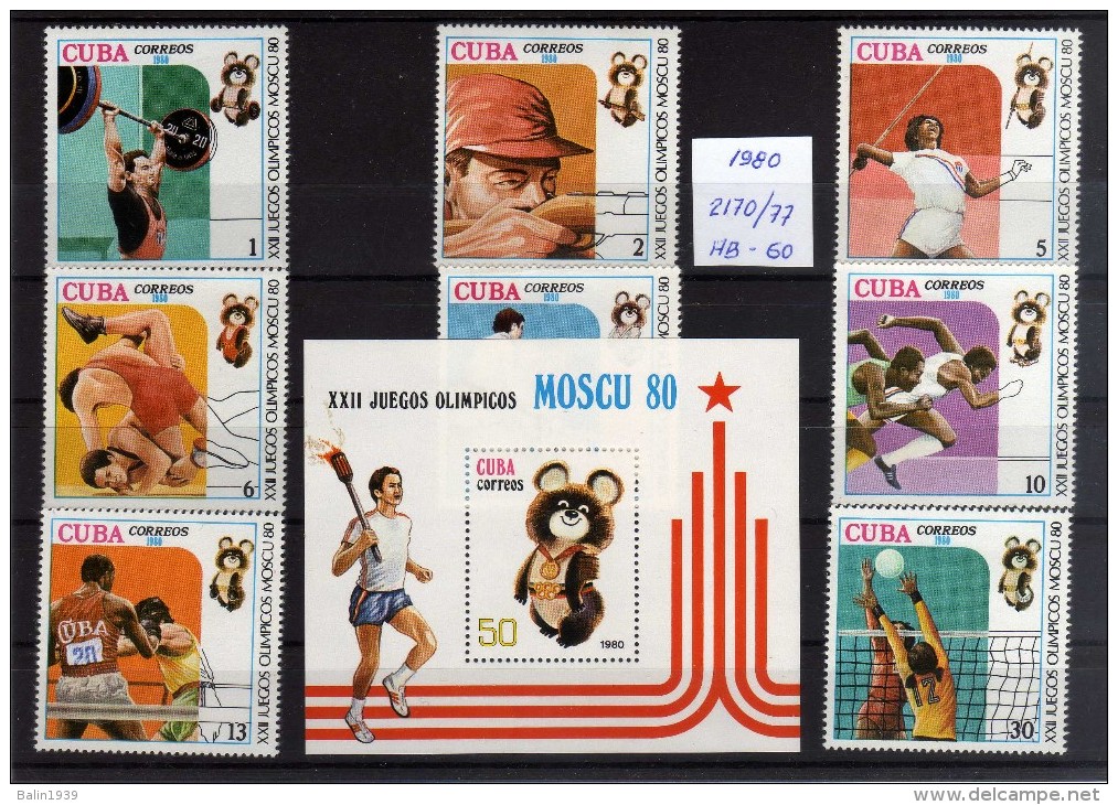 1980 - Cuba - JJOO De Moscu - Mi 2170-77 - HB 60 - MNH - Verano 1980: Moscu