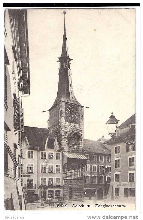 SOLOTHURN: Geschäfte, Cafe Mit Zeitglockenturm ~1910 - Autres & Non Classés