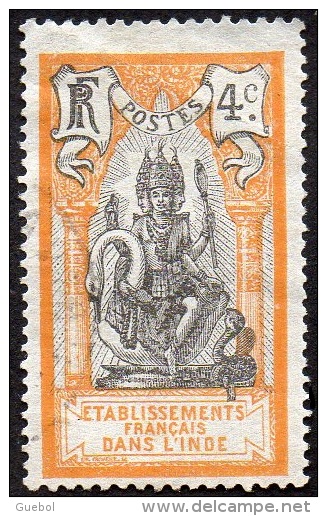 Inde Obl. N°  28 - Dieu BRAMA 4c Orange Et Noir - Oblitérés