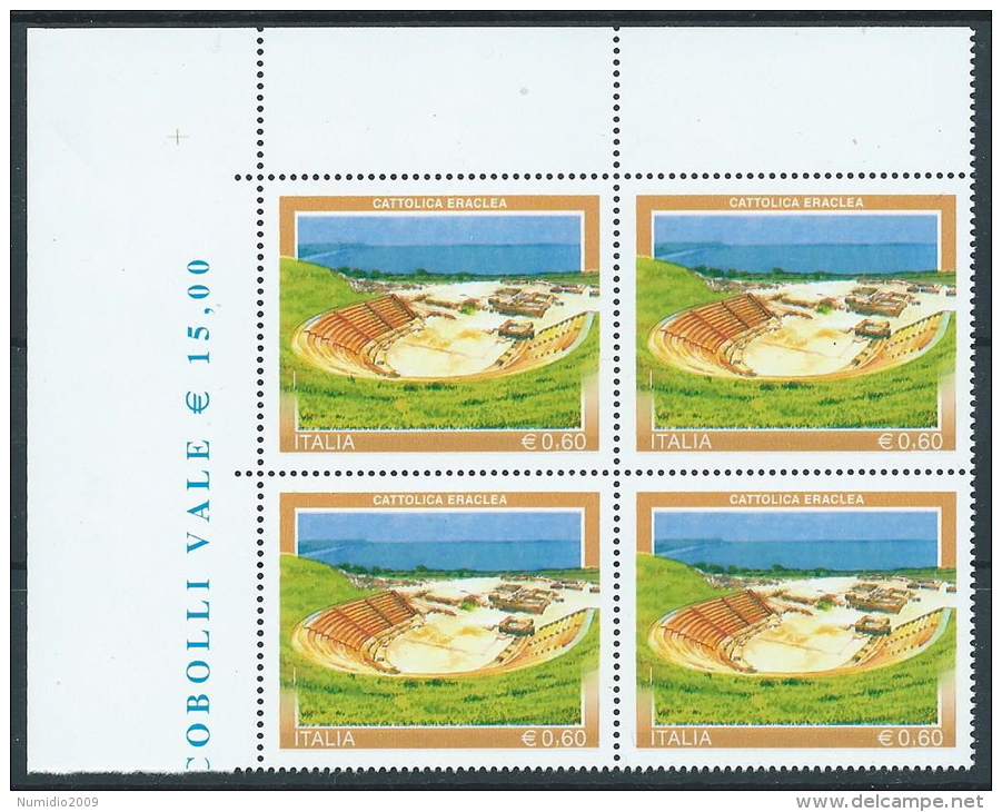 2007 ITALIA CATTOLICA ERACLEA QUARTINA VARIETà MANCANZA COLORE NERO MNH ** - 2 - Varietà E Curiosità