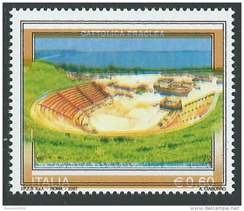 2007 ITALIA CATTOLICA ERACLEA VARIETà COLORE ARANCIO SPOSTATO MNH ** - E2-2 - Variétés Et Curiosités