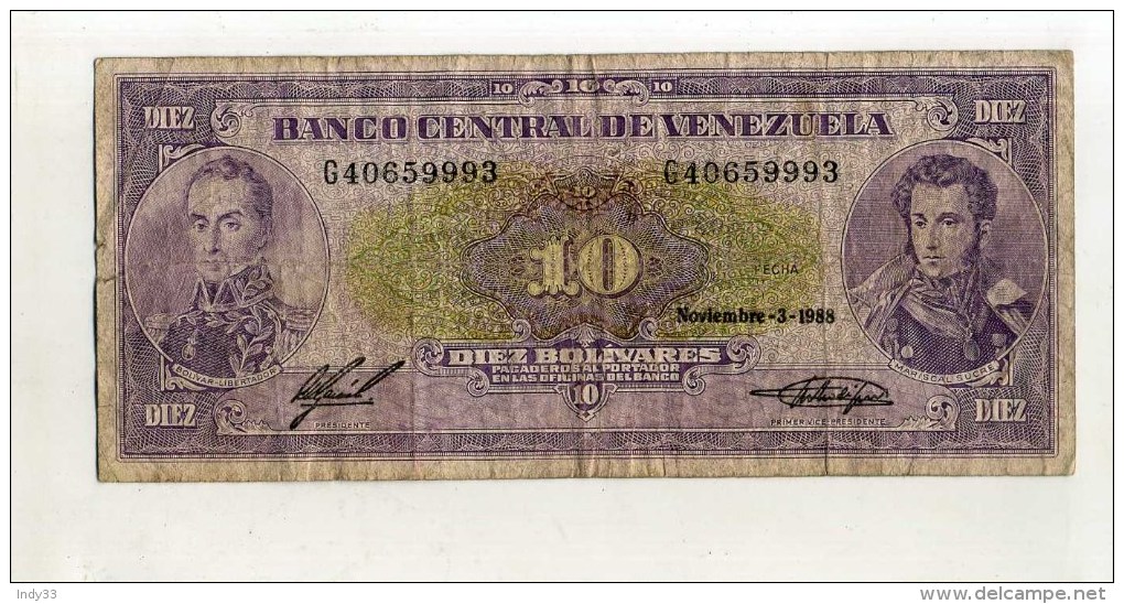 - VENEZUELA   . BILLET DE 10 B. 1988 - Venezuela