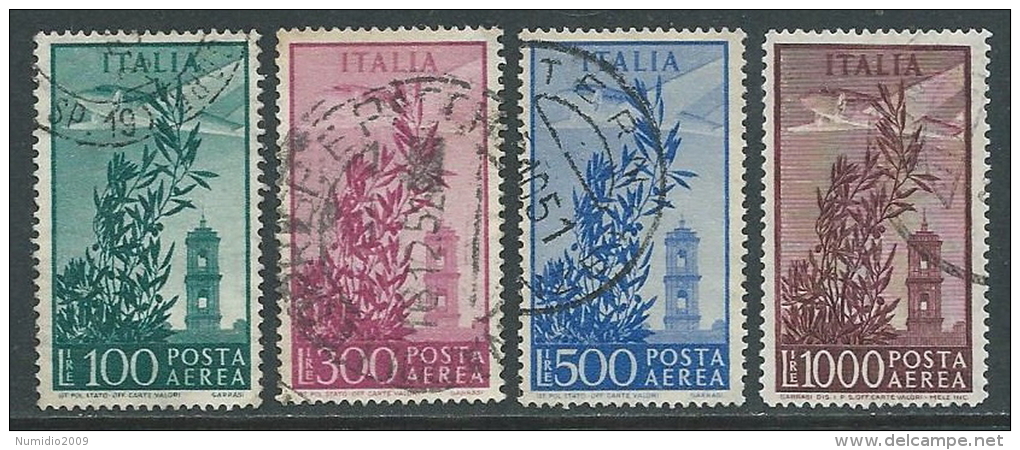 1948-52 ITALIA USATO POSTA AEREA CAMPIDOGLIO RUOTA 4 VALORI - U22-8.3 - Poste Aérienne