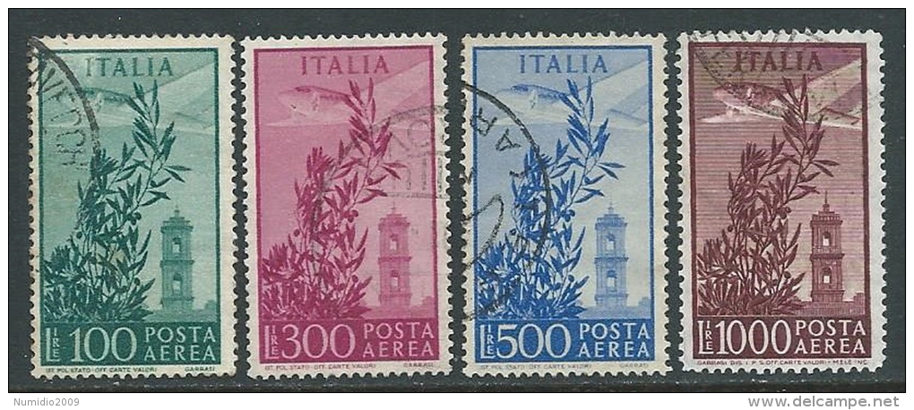 1948-52 ITALIA USATO POSTA AEREA CAMPIDOGLIO RUOTA 4 VALORI - U22-9.1 - Poste Aérienne