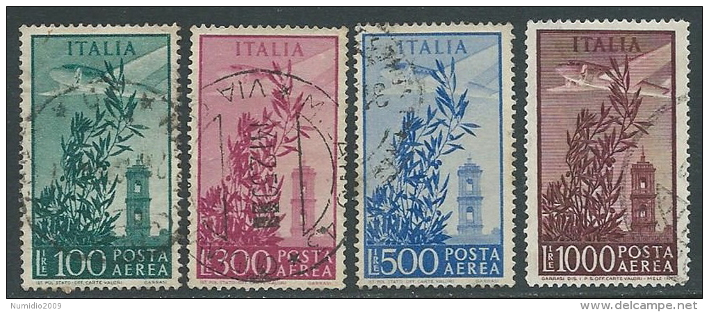 1948-52 ITALIA USATO POSTA AEREA CAMPIDOGLIO RUOTA 4 VALORI - U22-9.3 - Poste Aérienne