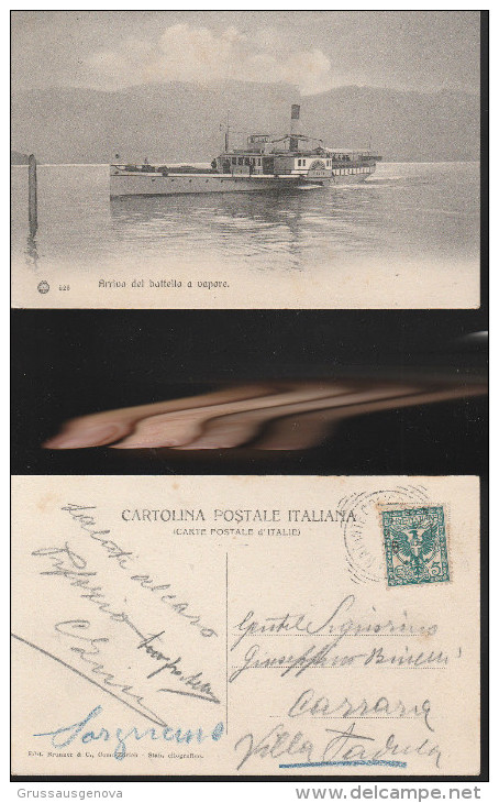 3708) ARRIVO DEL BATTELLO A VAPORE ITALIA VIAGGIATA 1907 TIMBRO NATANTE COMO COLICO - Como