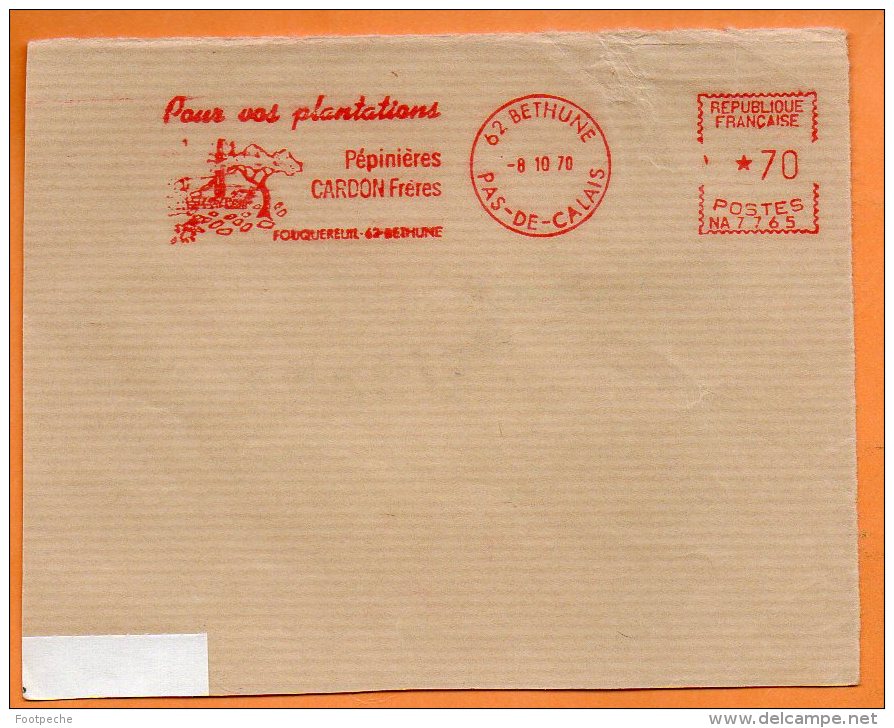 62 BETHUNE POUR VOS PLANTATIONS  1970 Devant De Lettre N° EMA 3219 - Freistempel