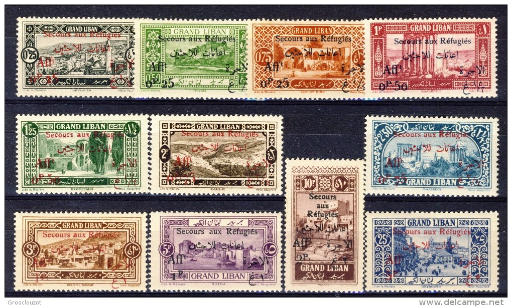 AGrand Liban 1926 Serie N. 63 - 74 Pro Rifugiati MH Catalogo € 60 - Unused Stamps