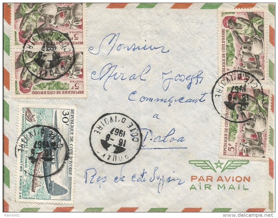 Cote D´Ivoire 1967 Bouake Sikorsky S43 Flying Boat Pottery Cover - Ivoorkust (1960-...)