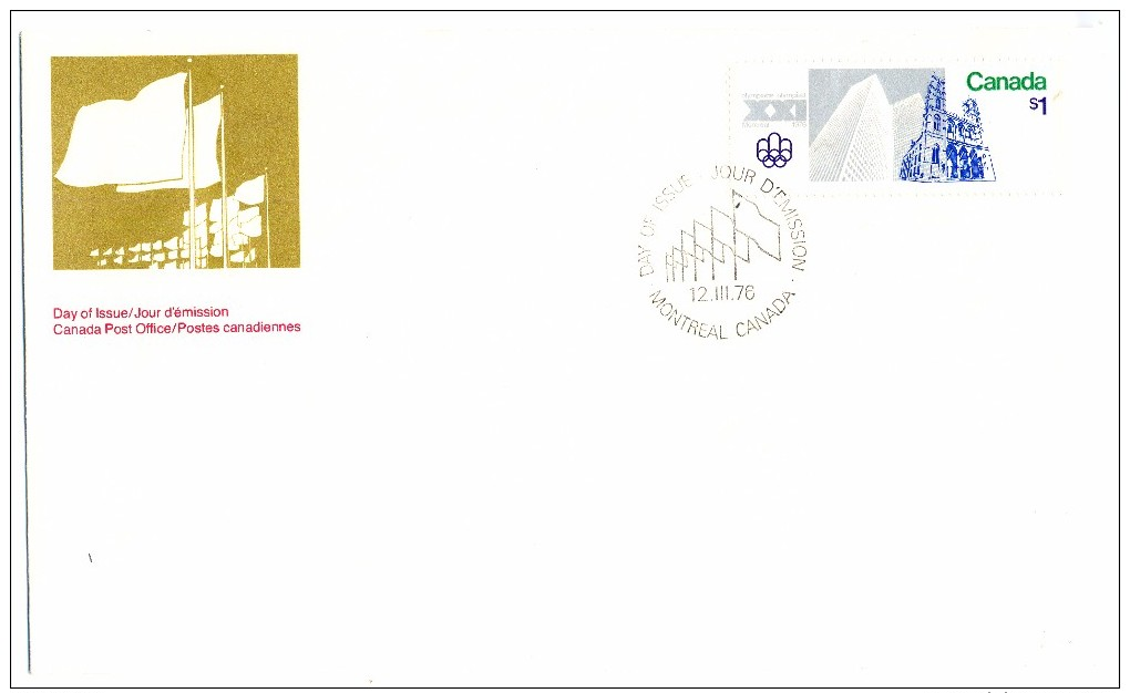 1976 Canada Olympic Sites $1 First Day Cover - 1971-1980