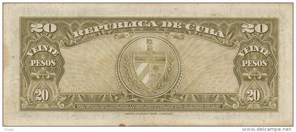 CUBA - 20 Pesos - 1960 - Pick 80c (voir Scan) - Cuba