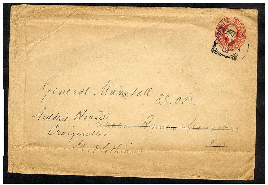 GB KEVII Postal Stationery 1d Envelope ES31 London Squared Circle (U333) - Stamped Stationery, Airletters & Aerogrammes