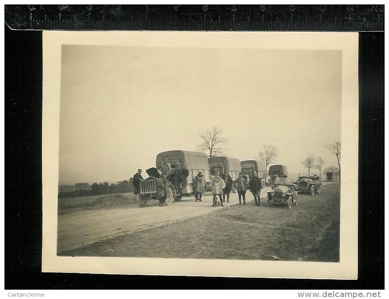 Photo Sommessous 1916 - Convoi Militaire - Automobiles - Camions - Guerra, Militari