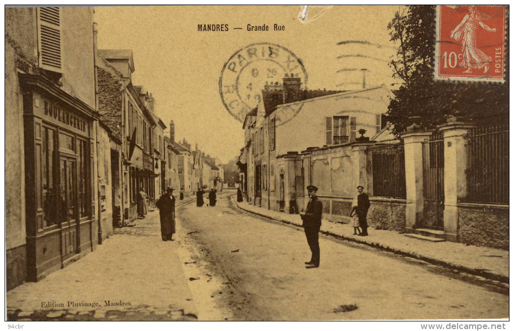 CPA (94) MANDRES Grande Rue  (defaut Bord Haut) - Mandres Les Roses