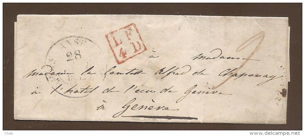 Pas Connaisseur - Petite Lettre Envoyée De FRANCE Pour La SUISSE - Verso; Cachet GENEVE 1838 - ...-1845 Prefilatelia