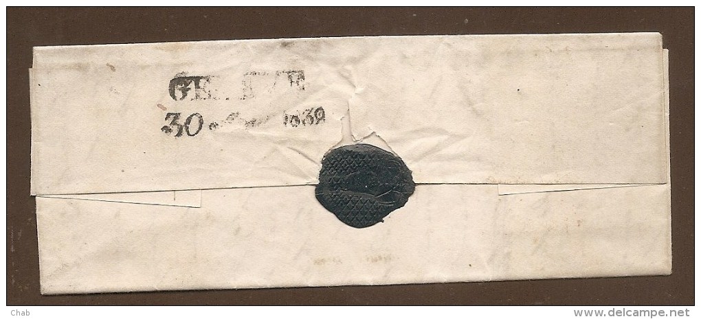 Pas Connaisseur - Petite Lettre Envoyée De FRANCE Pour La SUISSE - Verso; Cachet GENEVE 1838 - ...-1845 Vorphilatelie