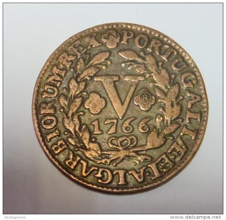 D Joao I Cinco Reis 1766 (Replica Com Banho De Cobre Velho REPRODUCTION  Fausse Monnaie) - 2 Scans - Counterfeits