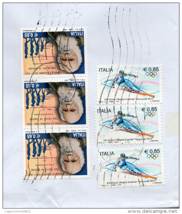 Italie - 2009 - Naturaliste Charles Darwin (Yvert 3 X 3041) + XXIe Jeux Olympiques D'hiver "Vancouver 2010" (3 X 3120) - 2001-10: Poststempel