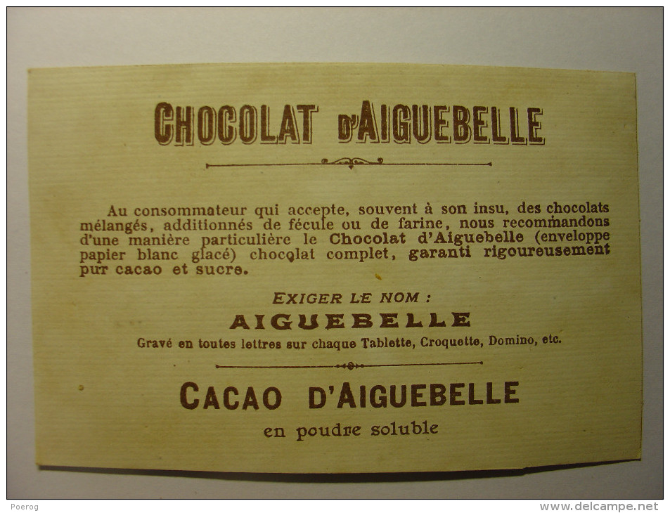 CHROMO CARTE - CHOCOLAT D´AIGUEBELLE - MAISON SOUS LA NEIGE - 10X6 - Aiguebelle