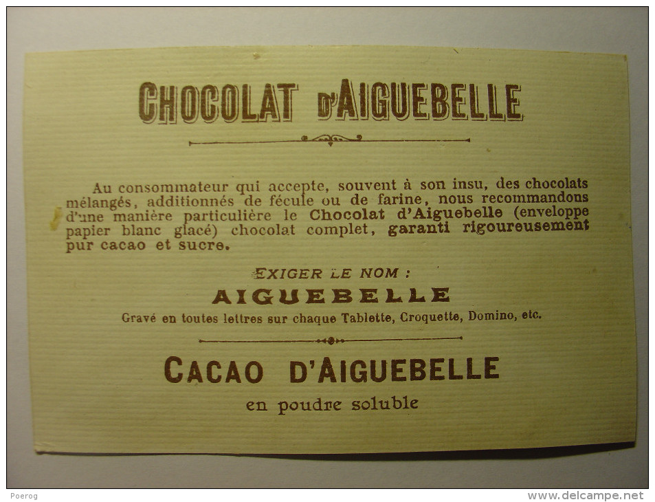 CHROMO CARTE - CHOCOLAT D´AIGUEBELLE - HOMME A CHEVAL ET SON TROUPEAU PASSENT SUR UN PONT - 10X6 - Aiguebelle